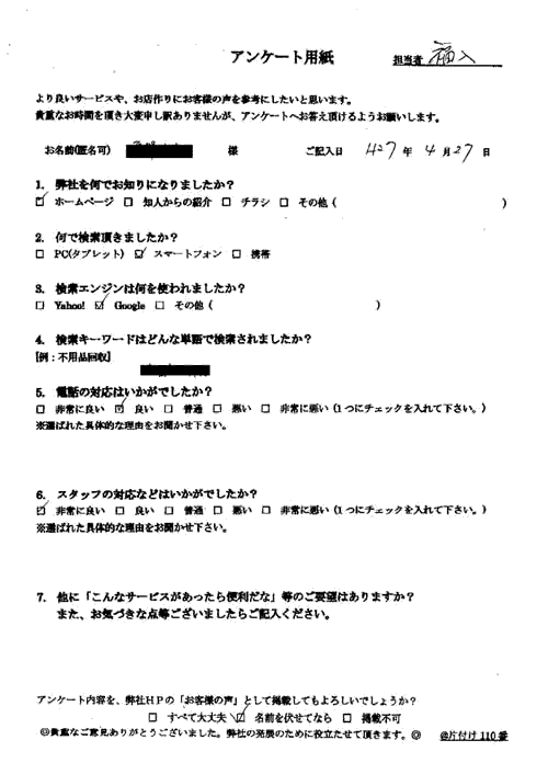 杵築市・50代女性/匿名希望